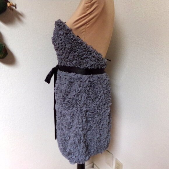 NWT Urban Outfitters Quail Grey Silk Ruffle Dress with Black Belt - Picture 4 of 6